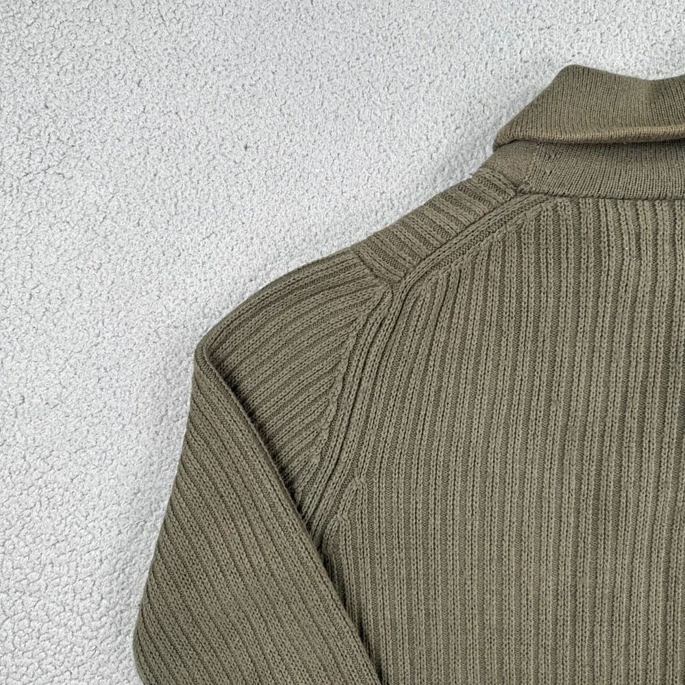 Duluth Trading Co Shawl Collar Infantry Sweater Men Medium Green Cotton Wool